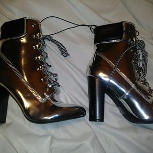 Silver heel boots